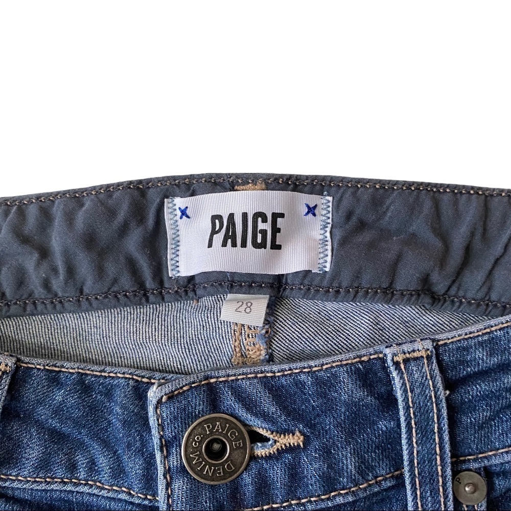 Paige Julia Medium Wash Felice Seamed Distressed Uneven Raw Hem Denim Jean 28x28 - Picture 5 of 14
